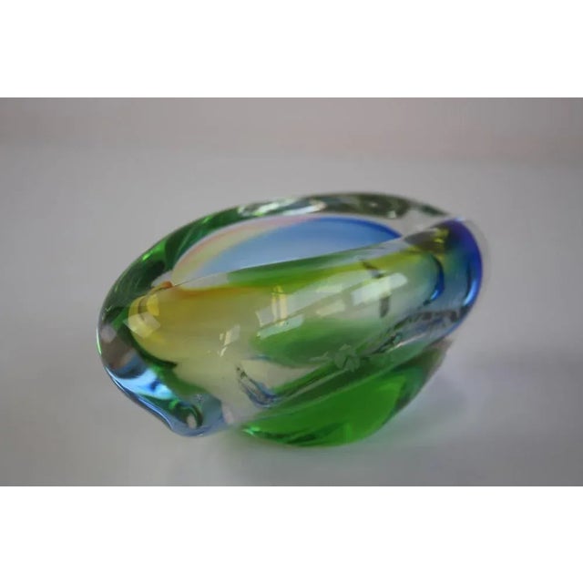 Blue Mid-Century Czech Ashtray in Hand-Formed Art Glass, 1960s For Sale - Image 8 of 13