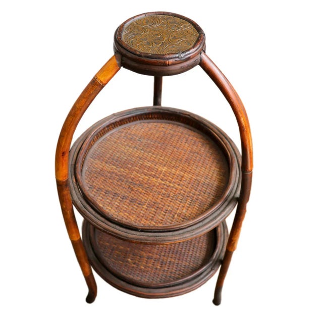Vintage Round Two Tier End Table For Sale - Image 4 of 5