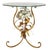 Vintage Gilded Tole White Floral / Flower Accent / Side / Drinks Table, in the Manner of Hans Kögl For Sale