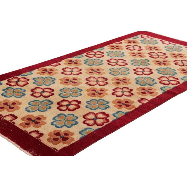Rug & Kilim Vintage Zeki Müren Runner in Beige With Colorful Floral Pattern From Rug & Kilim For Sale - Image 4 of 7