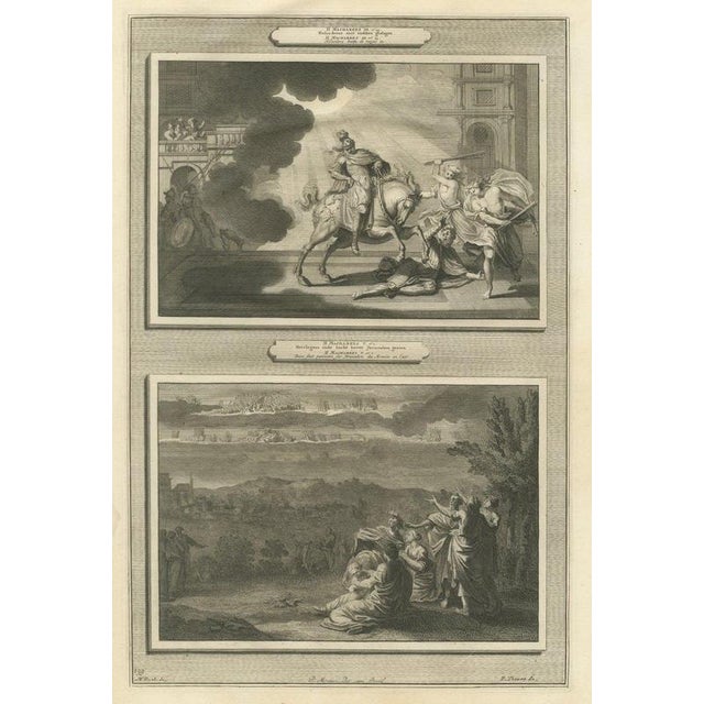 Pieter Mortier, Heliodorus Scourged and Armies in the Sky Over Jerusalem, 1700, Engraving For Sale - Image 12 of 12