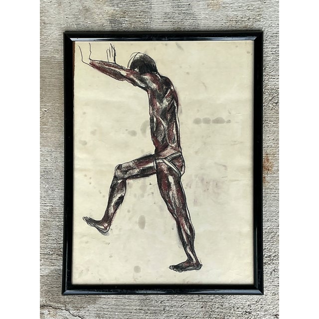 Off-white Framed Figurative Drawing on Paper For Sale - Image 8 of 14
