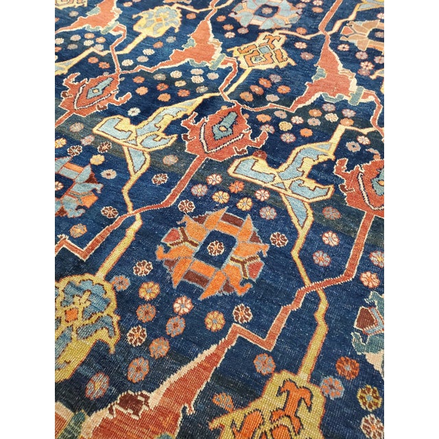 Antique Bijar Carpet Oriental Carpet, Handmade, Navy, Red, Light Blue and Green For Sale - Image 10 of 12