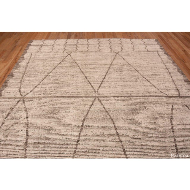 Tribal Neutral Cream Brown Color Tribal Design Modern Area Rug For Sale - Image 3 of 7