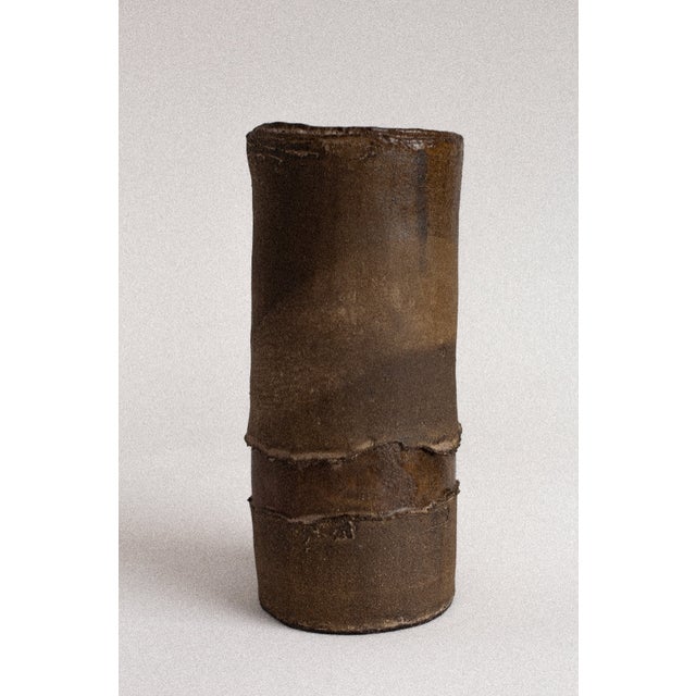 Mid-Century Modern Hand-Built Stoneware Vase, 1970s For Sale - Image 3 of 4
