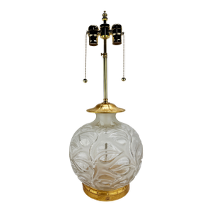 Rene Lalique "Sophora" Frosted and Clear Glass Table Lamp With Gilt Mounts C 1930