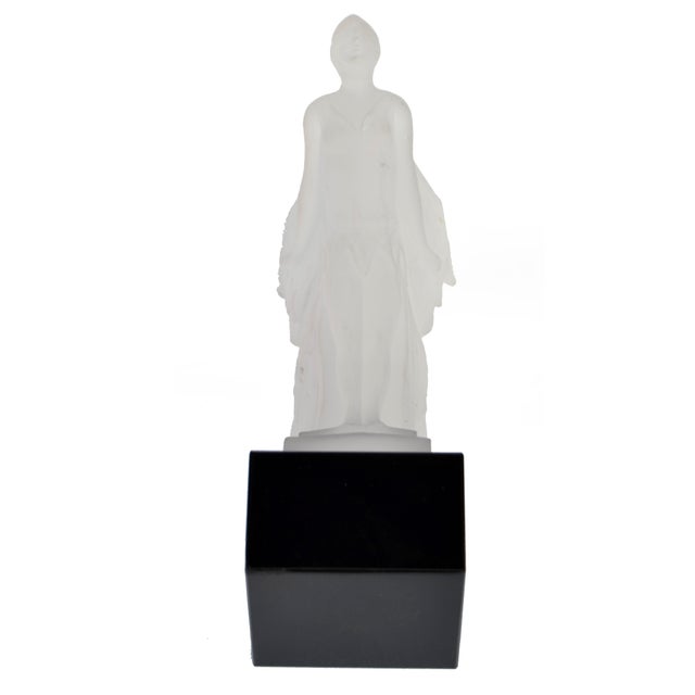 Transparent 1930s Art Deco René Lalique Style Desna Frosted Glass Figure Fairy Flowing Wings For Sale - Image 8 of 13