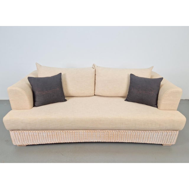 Modern Outdoor Wicker Linen Sofa by DFN SRL for Dolcefarniente Leda, Italy For Sale - Image 3 of 16