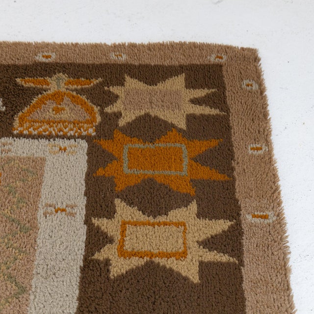 Plastic Finnish Geometric Wool Rug For Sale - Image 7 of 8