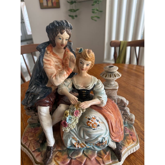 Capodimonte Vintage Capodimonte Porcelain Victorian Couple Figurine For Sale - Image 4 of 8