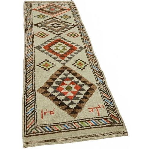 Textile Beige Bohemian Runner Rug For Sale - Image 7 of 7