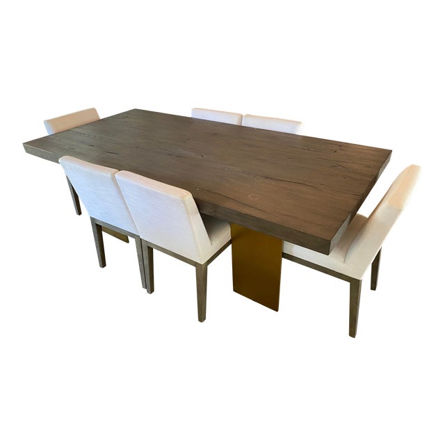 Restoration Hardware Beam Rectangular Dining Table Morgan White Dining Chairs Set Chairish