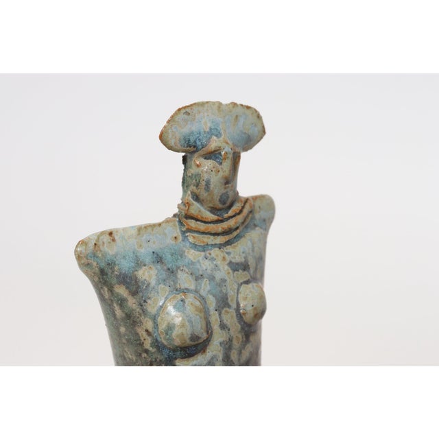 Blue Vintage Etruscan Style Mounted Terracotta Female Idol / Deity Effigy Sculpture For Sale - Image 8 of 18