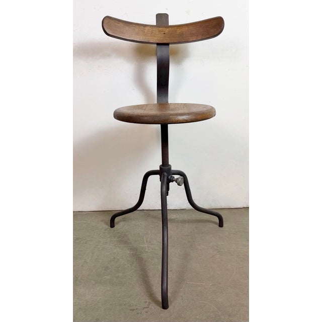 Wood Industrial Factory Swivel Chair, 1950s For Sale - Image 7 of 18