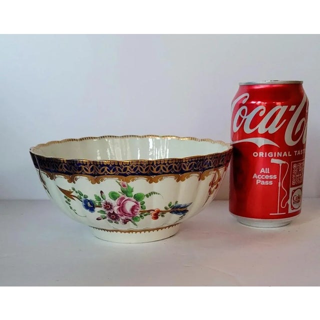 First Period Dr. Wall Worcester Blue and Gold Botanical Fluted Bowl For Sale - Image 11 of 12
