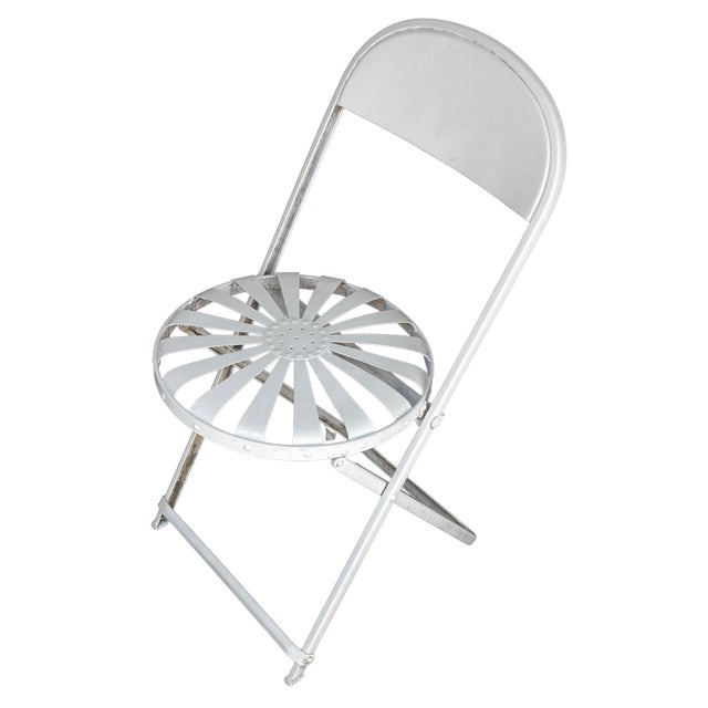 White Antique Francois Carre Sunburst Folding Garden Chairs, 2 Pieces For Sale - Image 8 of 18