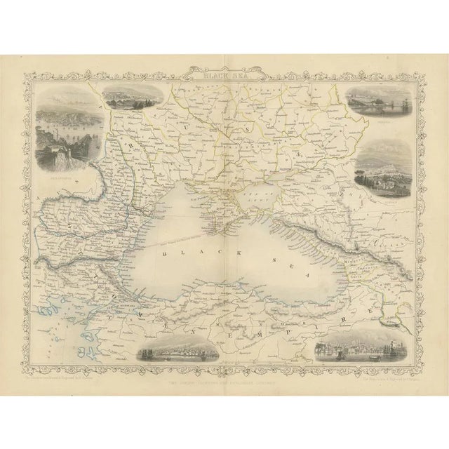 Antique Map of the Black Sea with Decorative Vignettes, 1851 For Sale