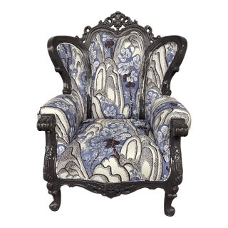 Late 20th Century Josef Frank Reupholstered Wingback Chair For Sale
