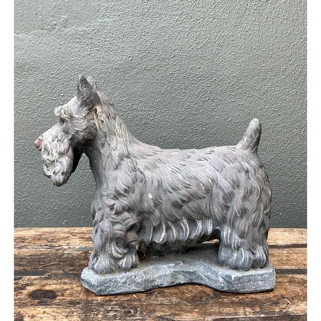 Paint Vintage Cast Cement Scottish Terrier For Sale - Image 7 of 13