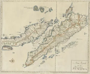 Antique Map of Sumatra in Indonesia, 1780s