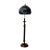 Vintage Adjustable Ratchet Wood Floor Lamp With Tiffany-Style Stained Glass Shade For Sale