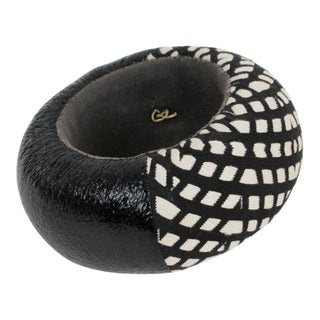 Christian Lacroix Couture Black and White Fabric Bracelet Bangle For Sale