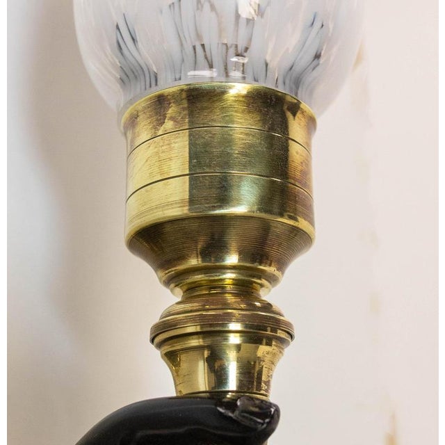 French Brass and Clichy Glass Sconce by André Arbus, 1950s For Sale - Image 9 of 11