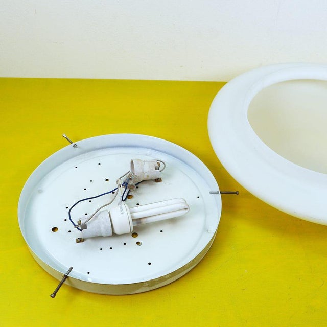 Large Vintage White Satin Glass Sconce For Sale - Image 5 of 6