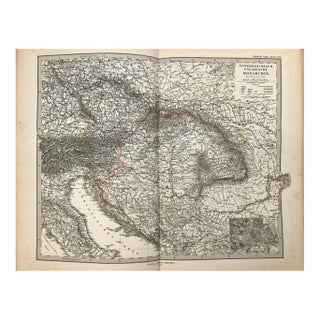 1877 Stieler Map of Austrian - Hungarian Empire For Sale