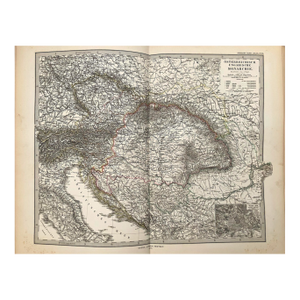 1877 Stieler Map of Austrian - Hungarian Empire