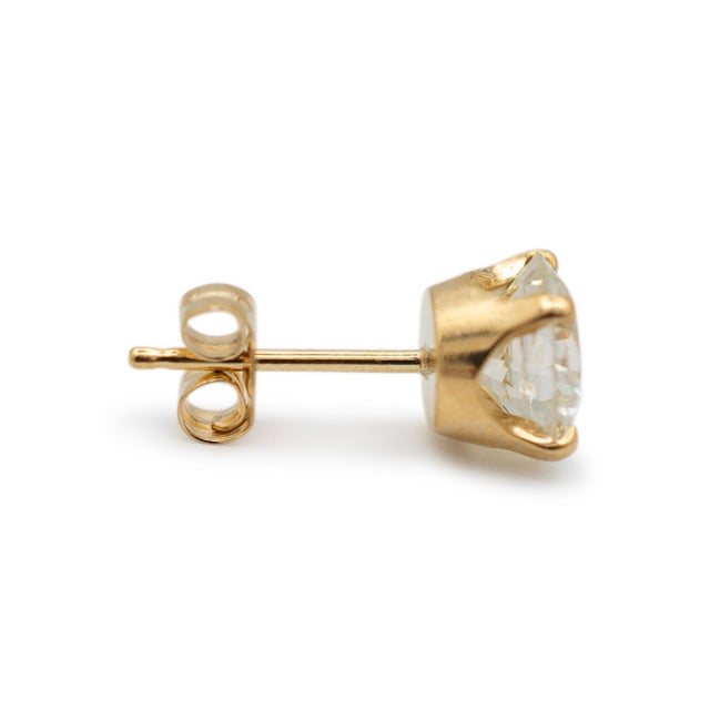 Early 21st Century Ladies 14K Yellow Gold 1.80CT Diamond Push Back Stud Earrings For Sale - Image 5 of 8
