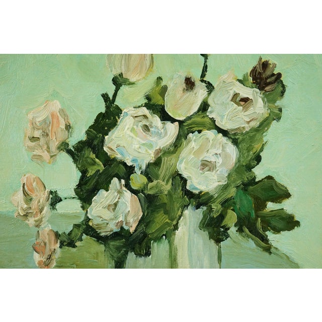 Modern Mario Domenicale, Still Life with Vase of Flowers, 20th Century, Oil on Canvas For Sale - Image 3 of 12