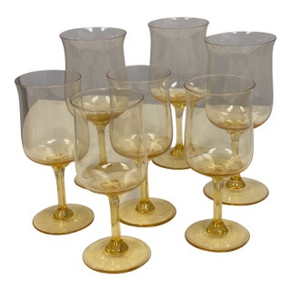 Lenox Vintage 1970's Gold Mist Water Goblets, Set of Seven For Sale