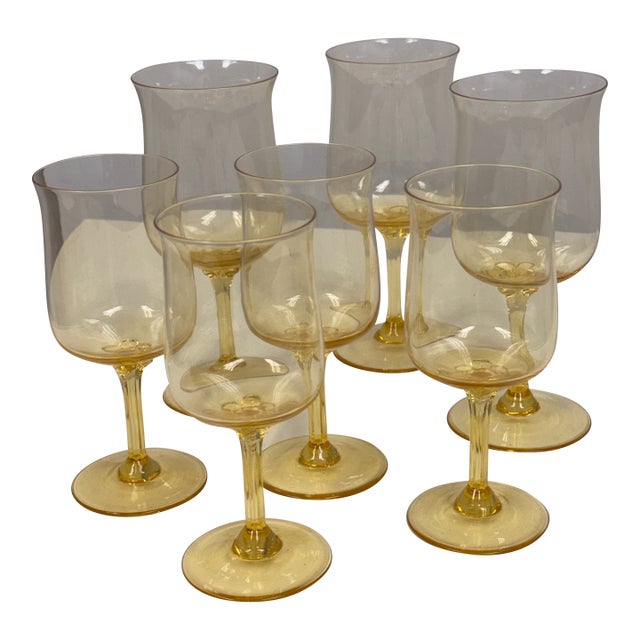 Lenox Vintage 1970's Gold Mist Water Goblets, Set of Seven For Sale