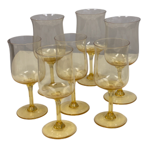 Lenox Vintage 1970's Gold Mist Water Goblets, Set of Seven