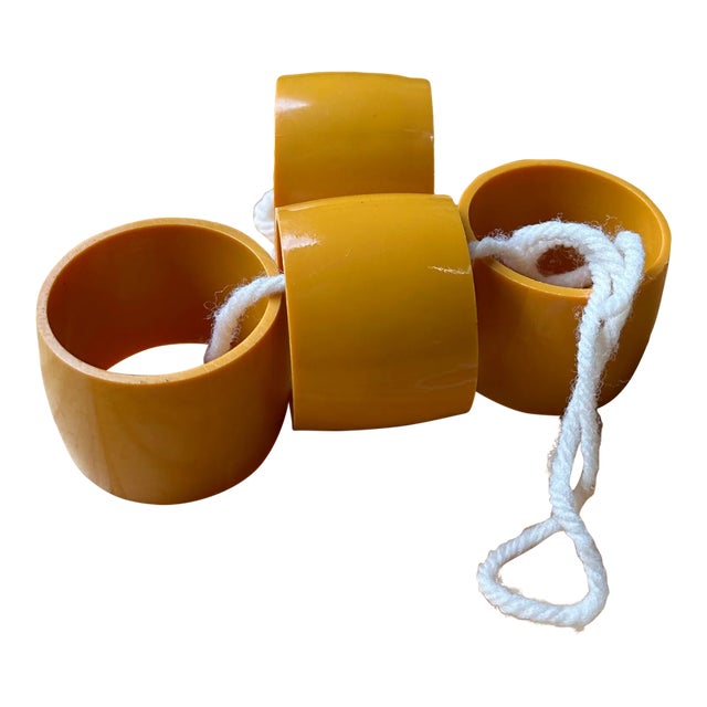 Vintage Plastic Yellow Napkin Rings- Set of 4 For Sale