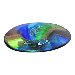 1990s Murano Attributed Hand Blown Multi-Colored Glass Bowl For Sale