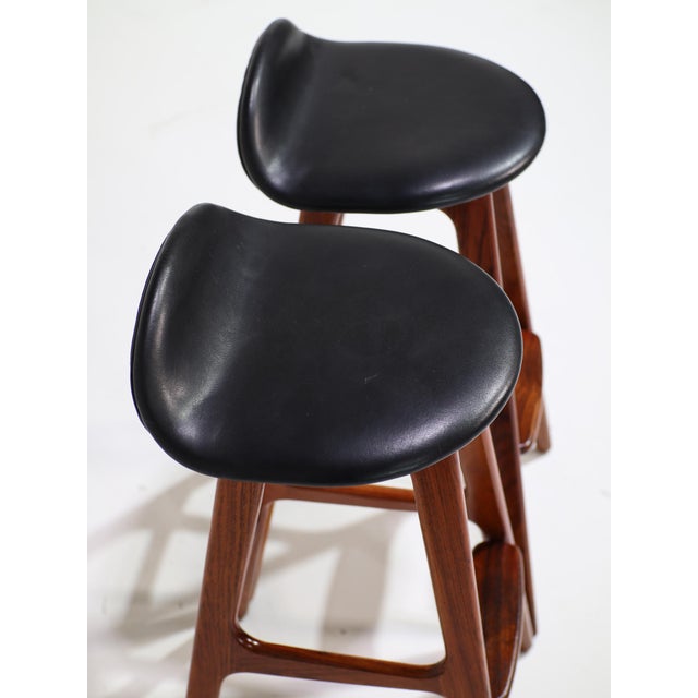 Vintage OD61 Bar Stools by Erik Buch for Oddense Maskinsnedkeri, 1960s, Set of 2 For Sale - Image 10 of 16