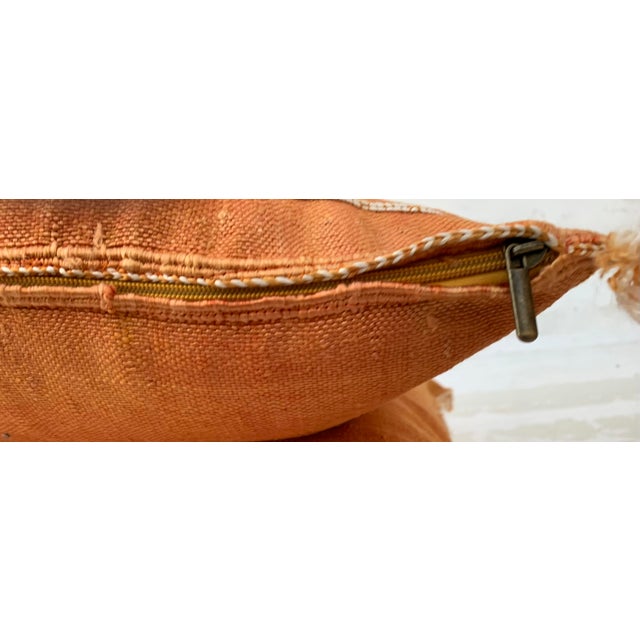 Metal Contemporary Orange Silk Sabra Pillow Covers- a Pair For Sale - Image 7 of 9
