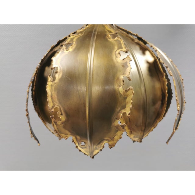 Gold Large Brutalist Hanging Lamp by Svend Aage Holm Sørense, 1960s For Sale - Image 8 of 18