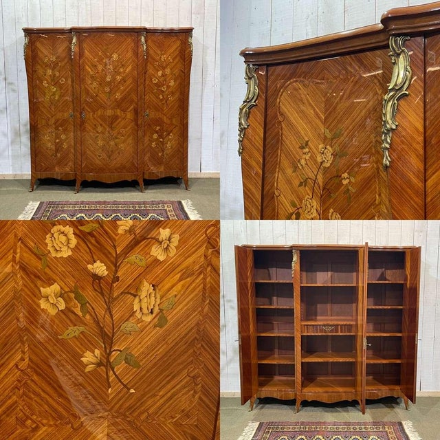 Louis XV 3-Door Wardrobe in Oak and Rosewood For Sale - Image 4 of 13