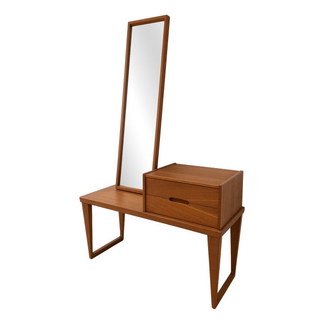 Bench and Mirror in Teak by Kai Kristiansen for Aksel Kjersgaard, 1960s, Set of 3 For Sale