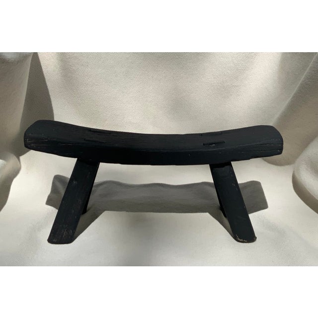 Antique Primitive Ebonized Wood Saddle Stool, 19th–Early 20th Century For Sale - Image 12 of 17