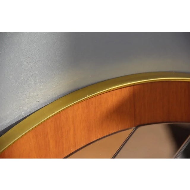 Oval Italian Mirror in Wood & Golden Aluminum, 1960s For Sale - Image 6 of 9