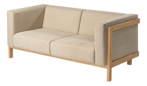 Two-Seater Sofa in Oak and Pearl Fabric by Julien Renault