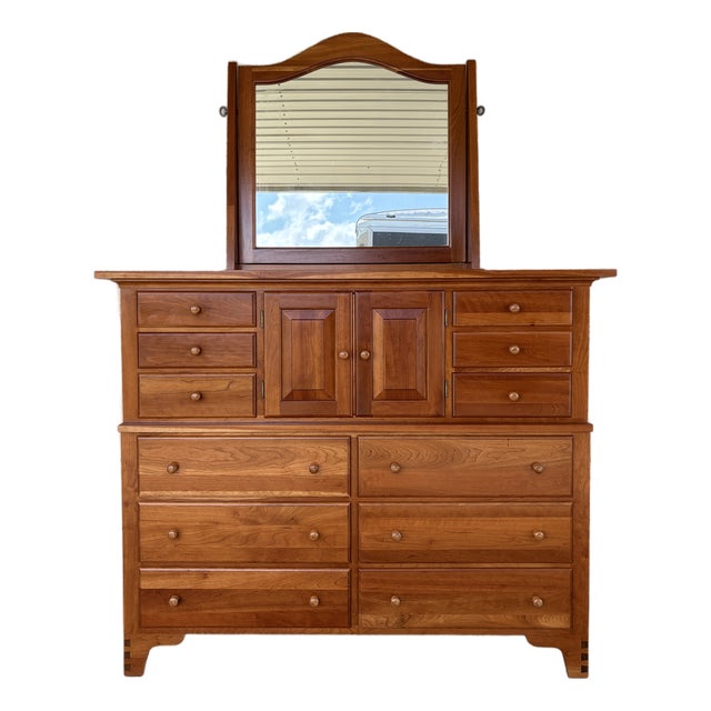 Chatam Reproductions Shaker Style 12 Drawer Cherry Mule Chest & Mirror For Sale