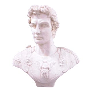 1960s Large Vintage Patinated Cast Concrete Bust of Julius Caesar For Sale