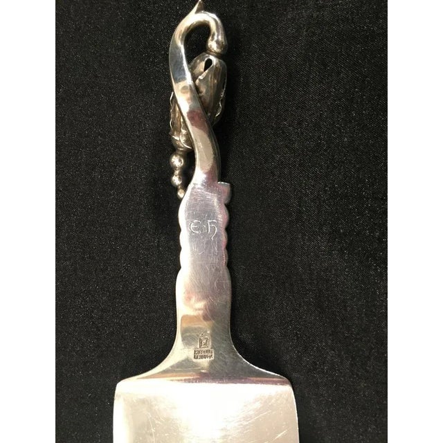 Magnolia Blossom Sterling Silver Cake or Fish Lifter by Georg Jensen, Denmark, 1930s For Sale - Image 4 of 5