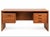 Vintage mid-century modern executive desk featuring a warm teak-toned wood finish, clean architectural lines, and a...