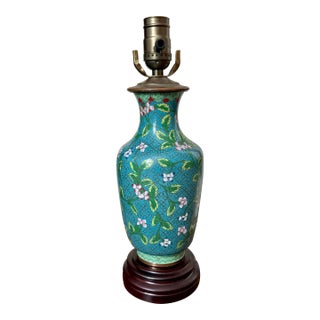 Vintage Cloisonné Vase Lamp, Fully Rewired For Sale
